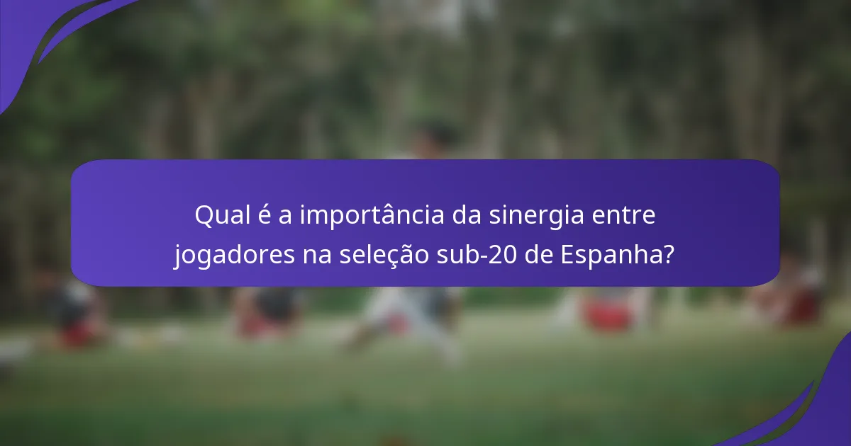 Qual é a importância da sinergia entre jogadores na seleção sub-20 de Espanha?
